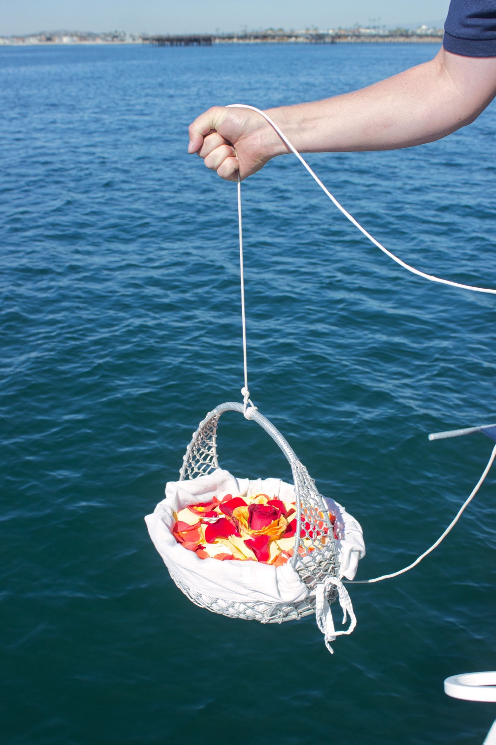 The moment the basket is lowered into the water.